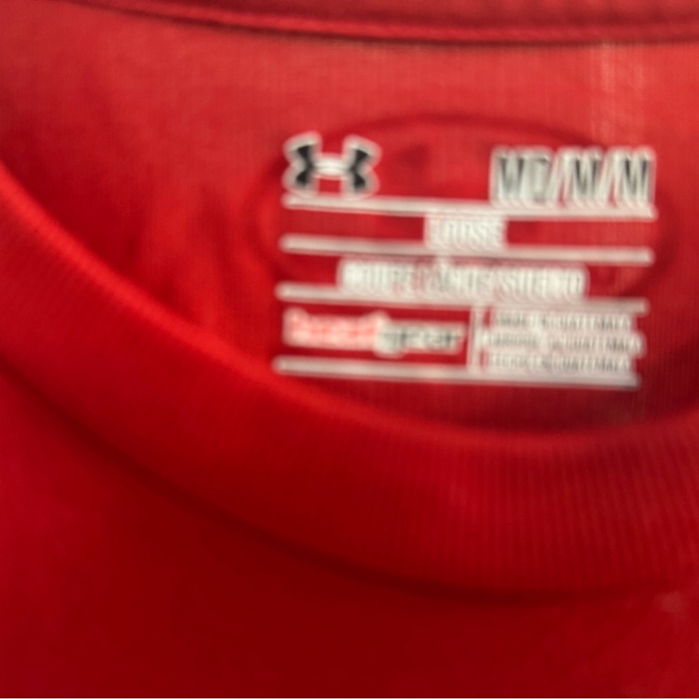 Under Armour men’s loose heat gear university Wisconsin Badgers red long sleeve - Picture 3 of 7